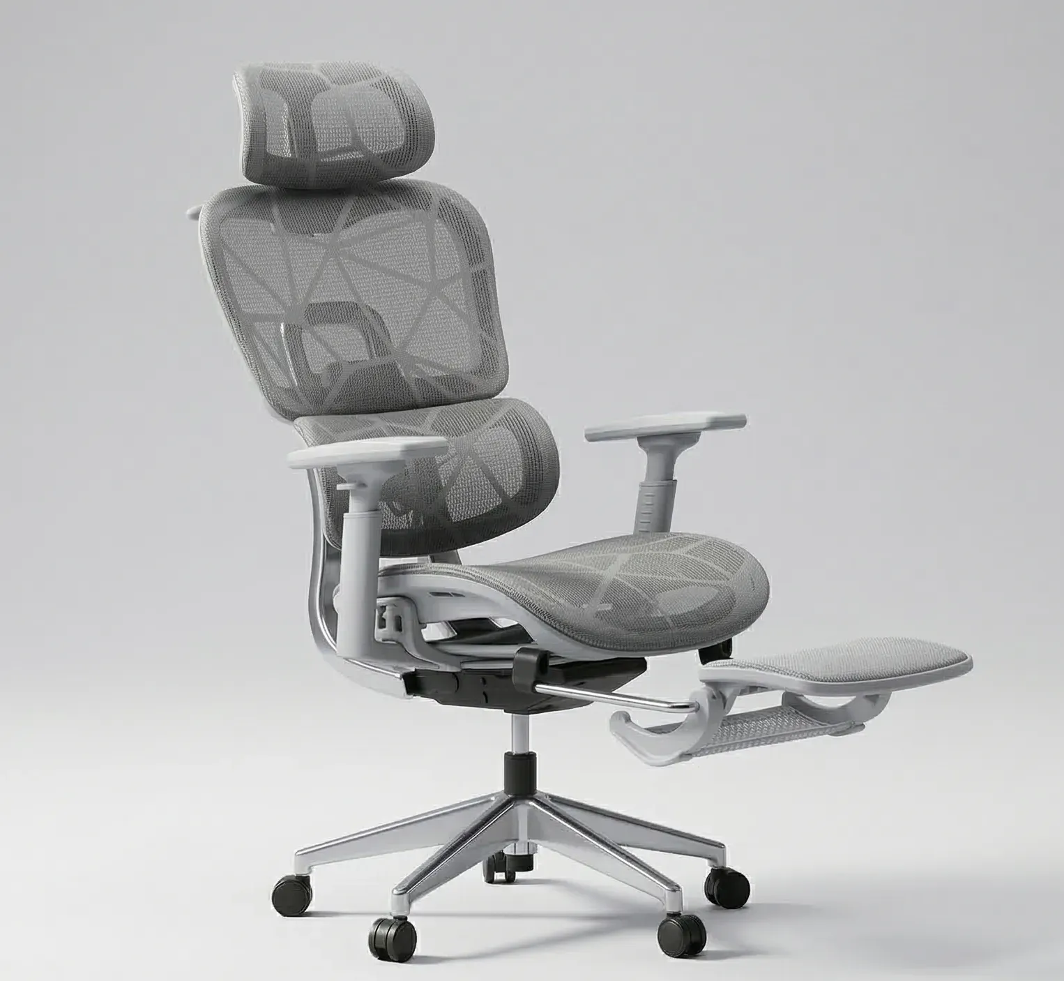 Ergonomic Mesh Office Chair with Adjustable Headrest, Lumbar Support, and Retractable Footrest
